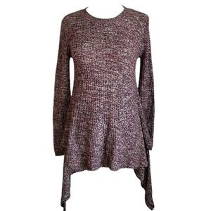 Altar'd State Red & Gray‎ Marled Boho Asymmetrical Sweater- Small, S